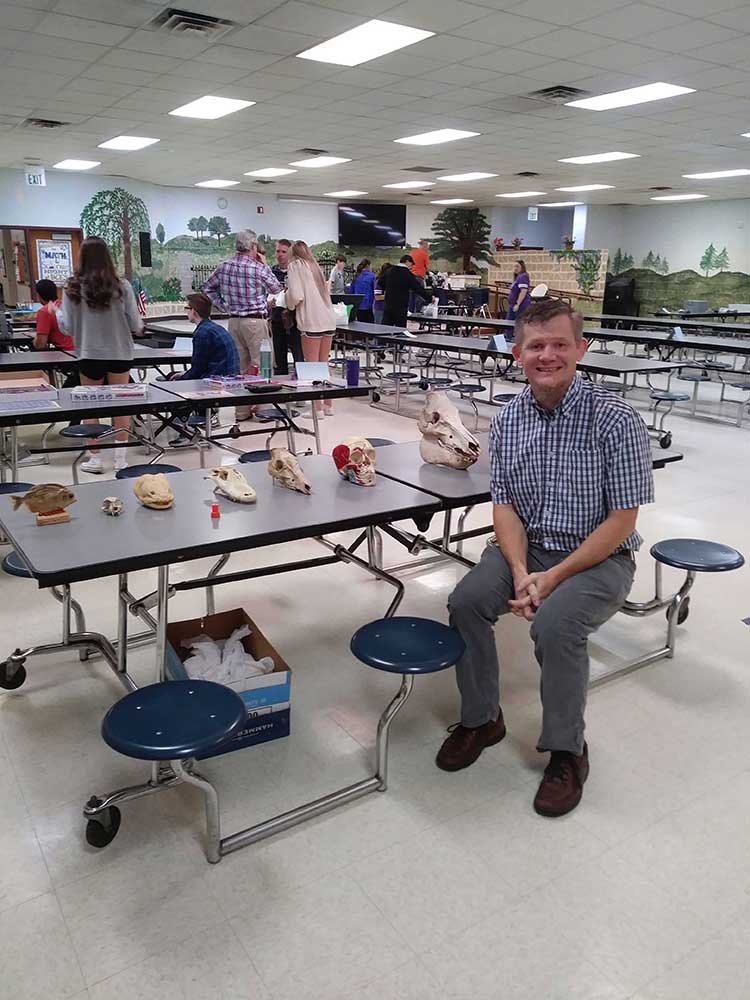 Kirby Swenson volunteering at Science Night at Bleckley County Elementary School